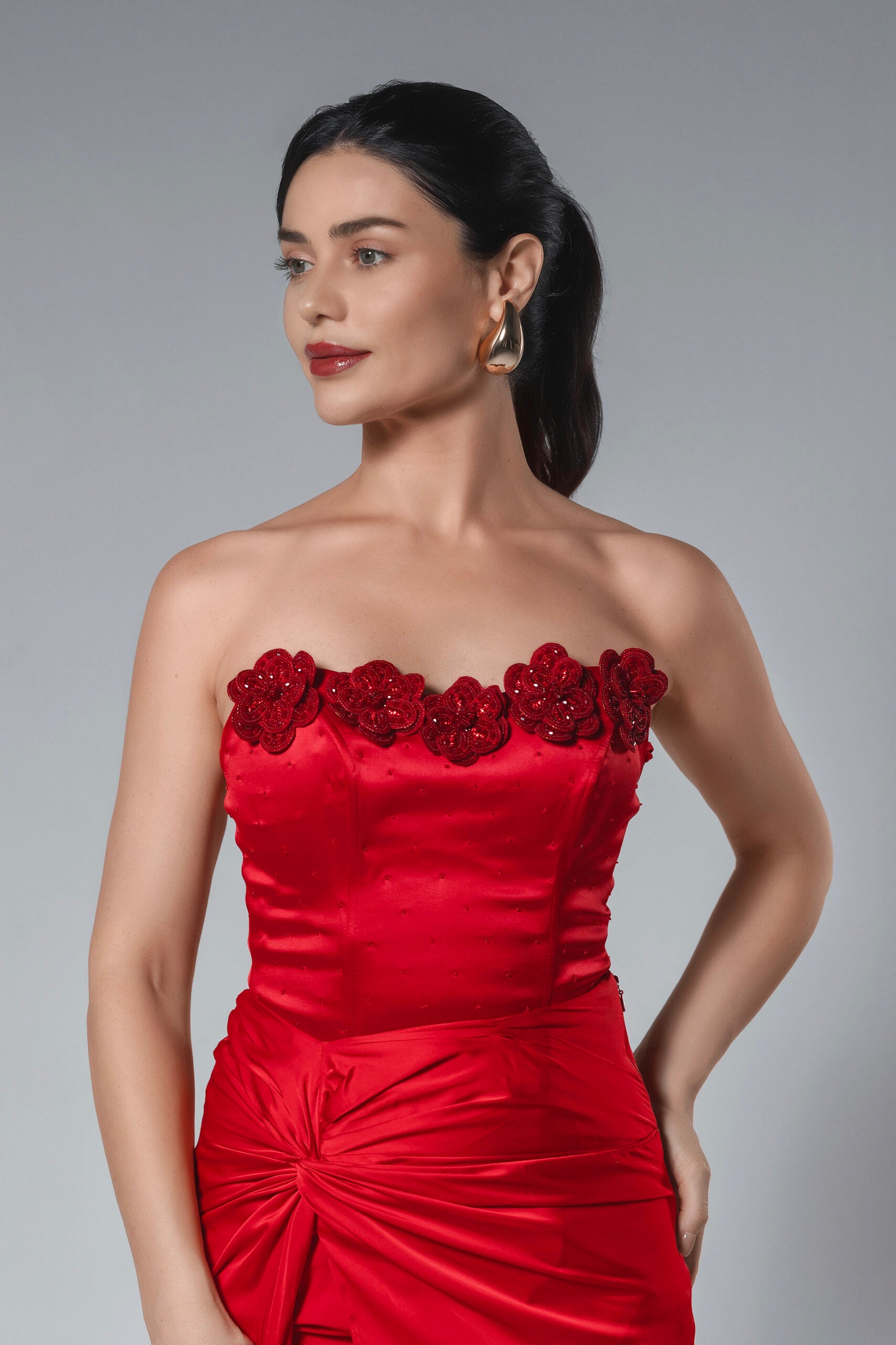 Red Fleur Corset Set