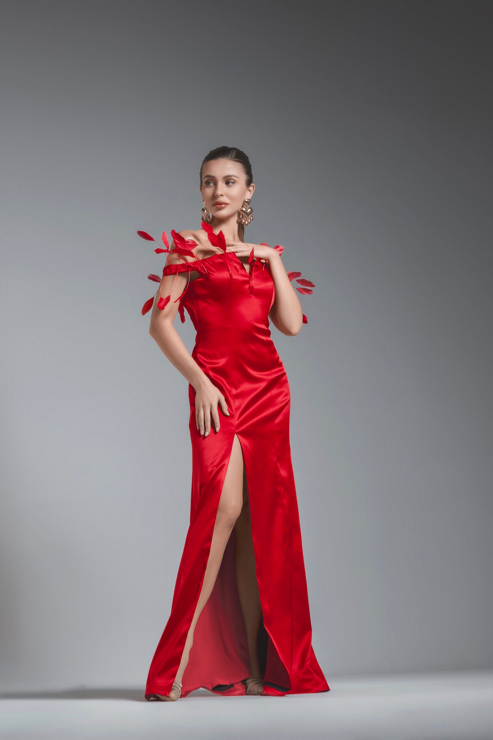 Crimson Slit Dress