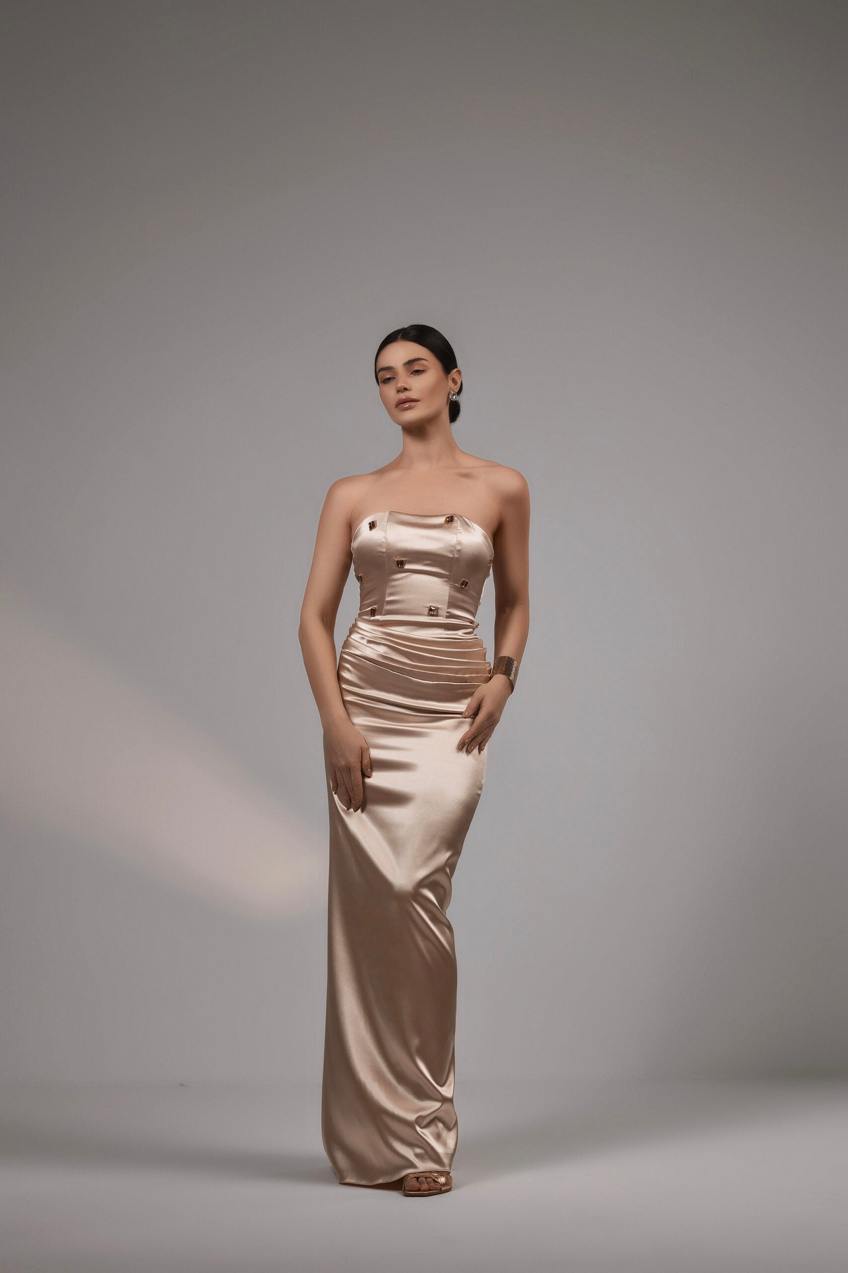 Satin Auric Drape Dress