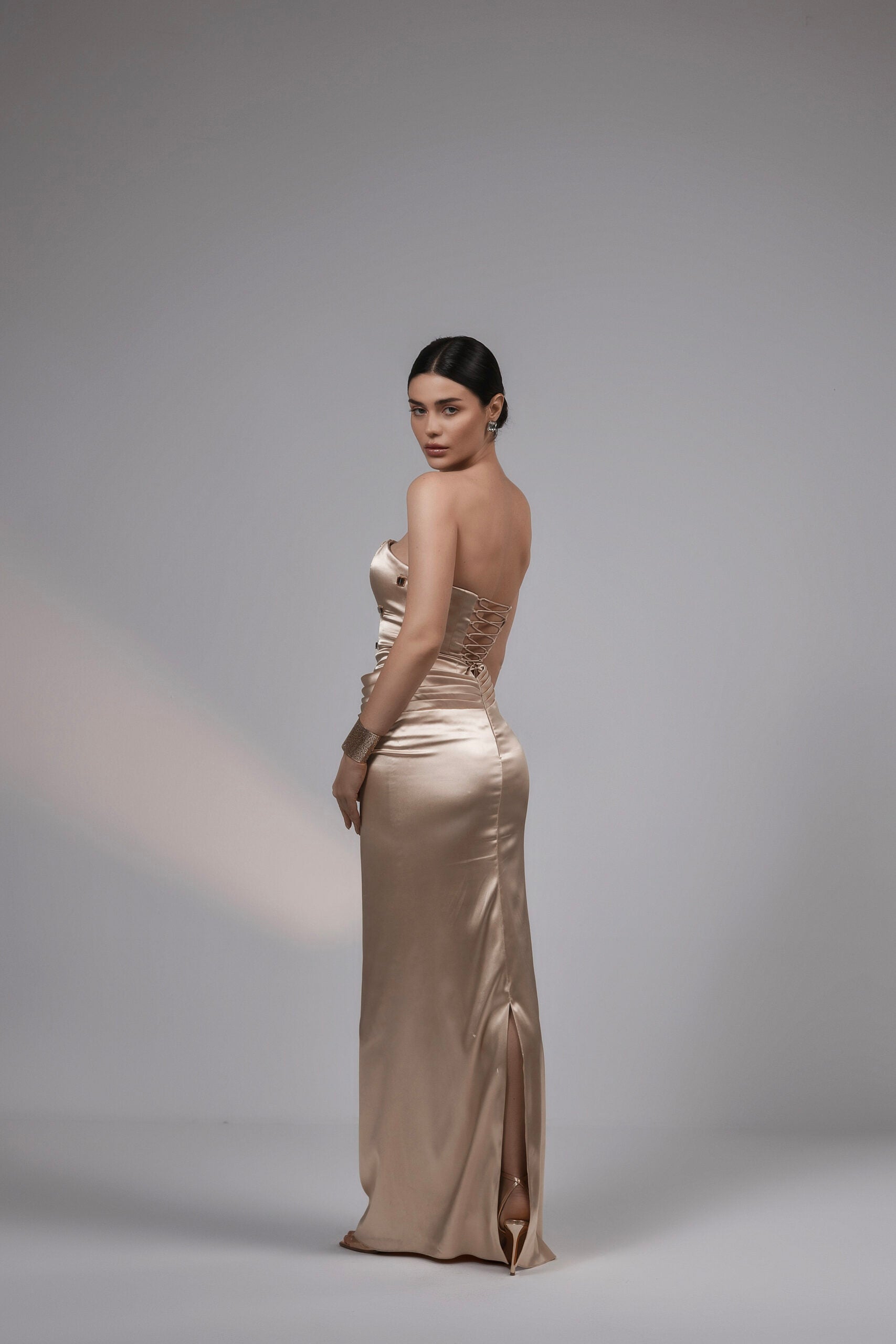 Satin Auric Drape Dress