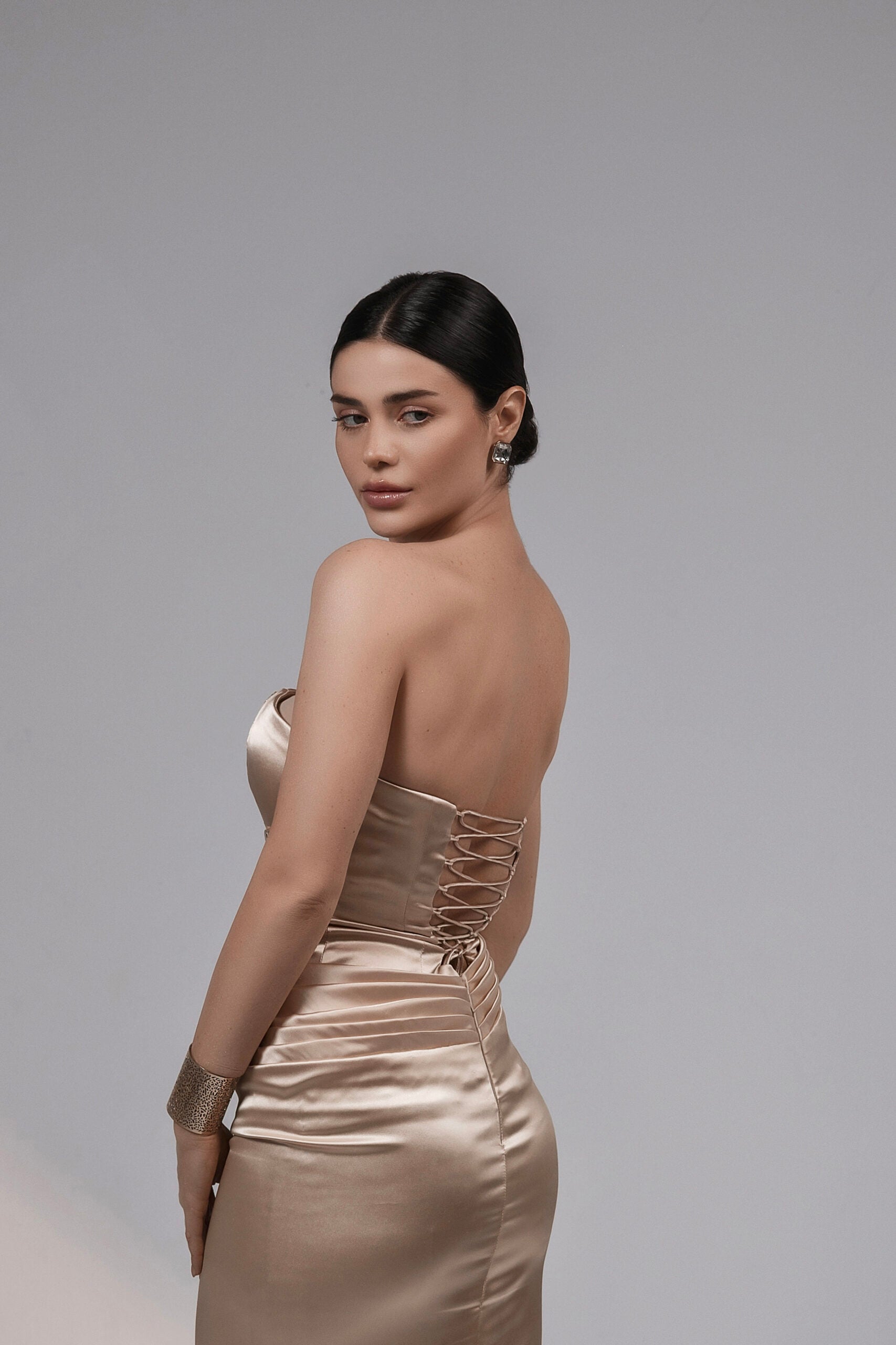 Satin Auric Drape Dress