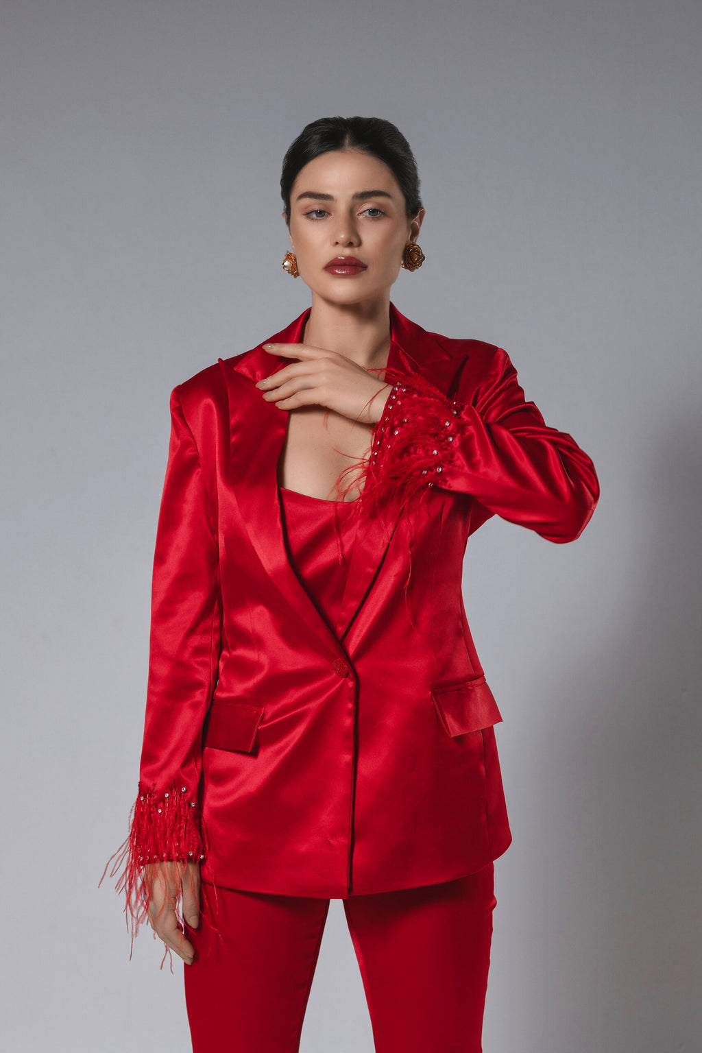 Red Luxe Blazer Set