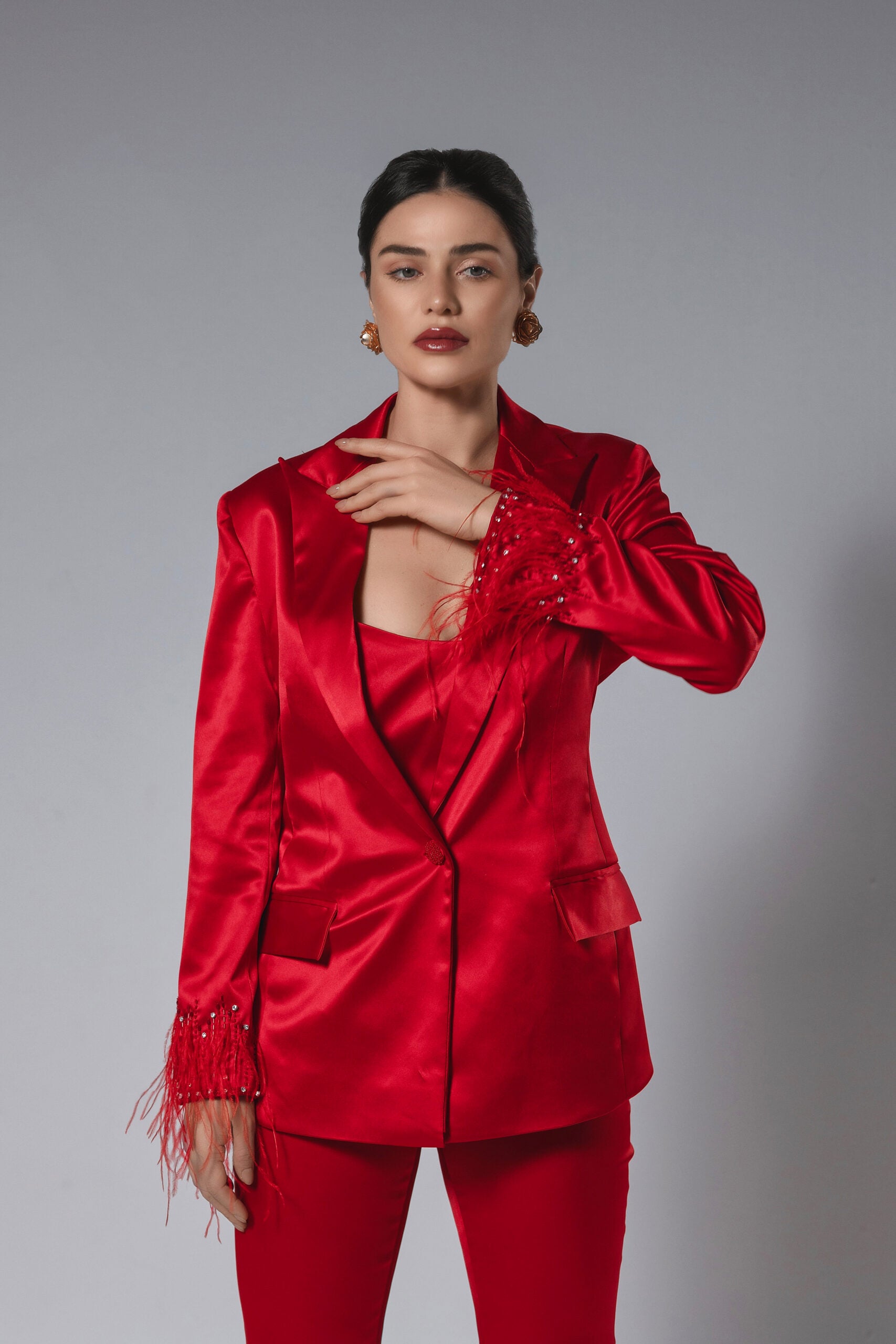 Red Luxe Blazer Set