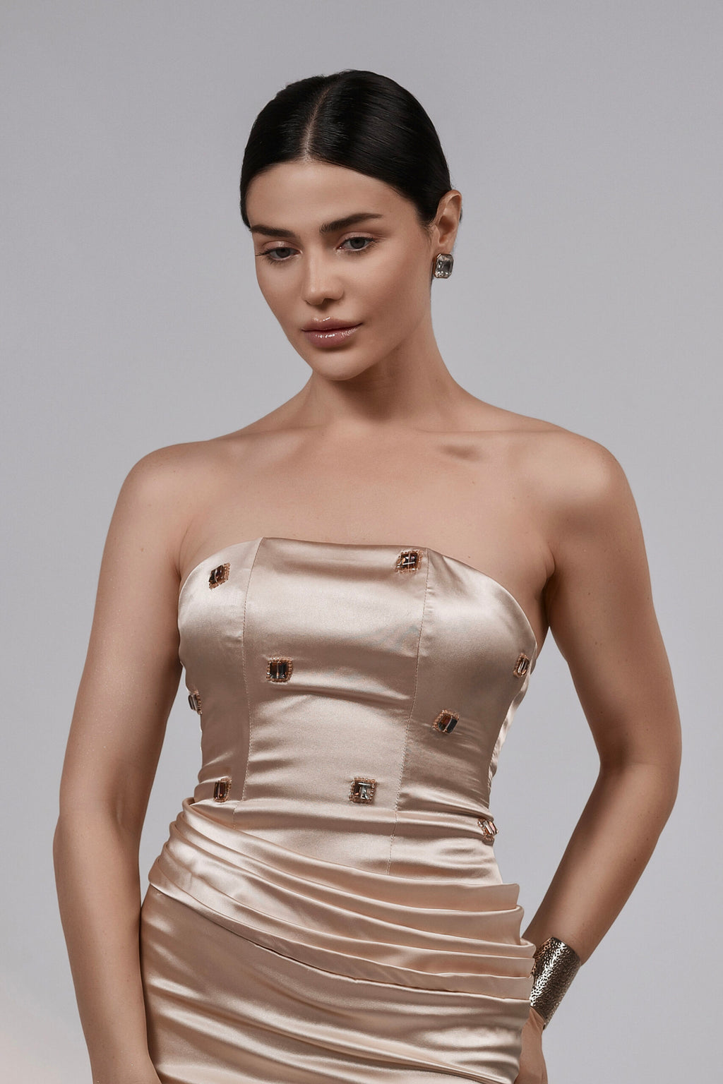 Satin Auric Drape Dress