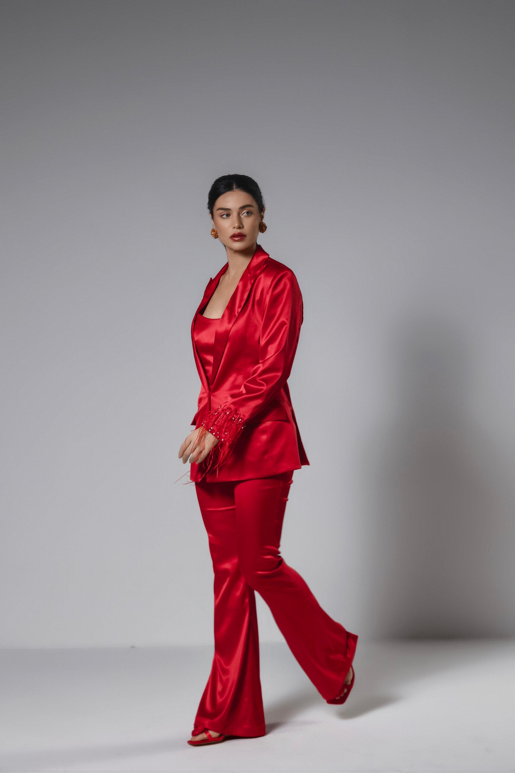 Red Luxe Blazer Set